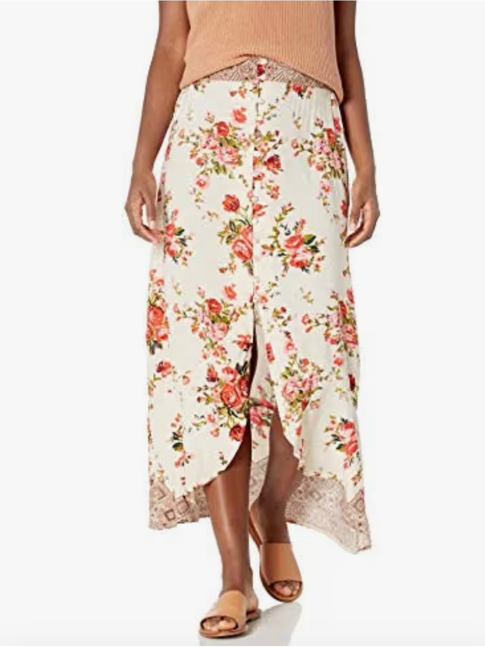 Angie Boho Floral Button Front Maxi Skirt
